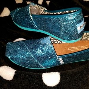 Teal Glitter Toms